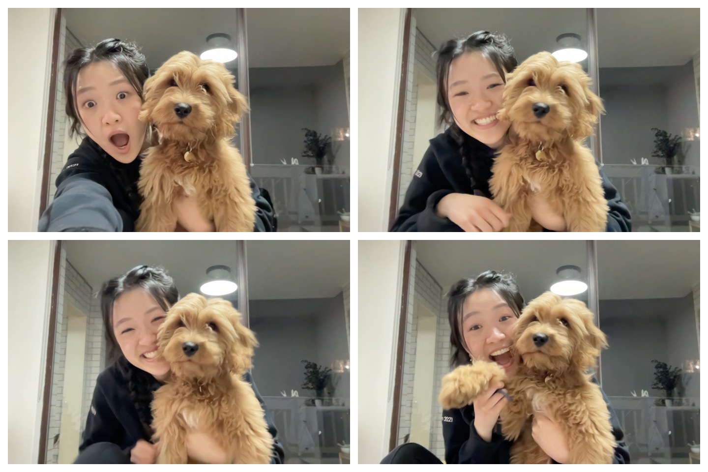 Photobooth strip of me and my dog, Mango